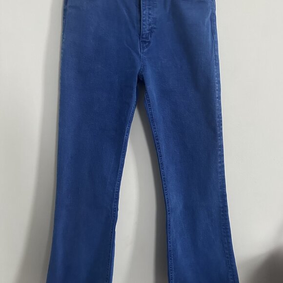 Zara Women’s Jeans Size 4 Juno Blue High Waist Skinny Flare Raw Hem - Picture 3 of 5